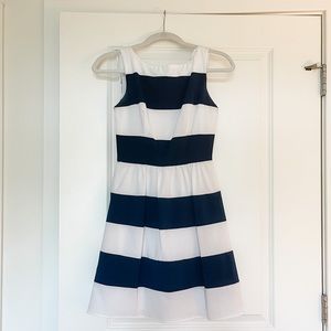Preppy navy and white stripe dress